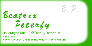 beatrix peterfy business card